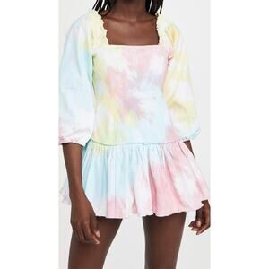 Loveshackfancy 'Chai' Pink Tie Dye Print 3/4 Sleeve Dress Size 0